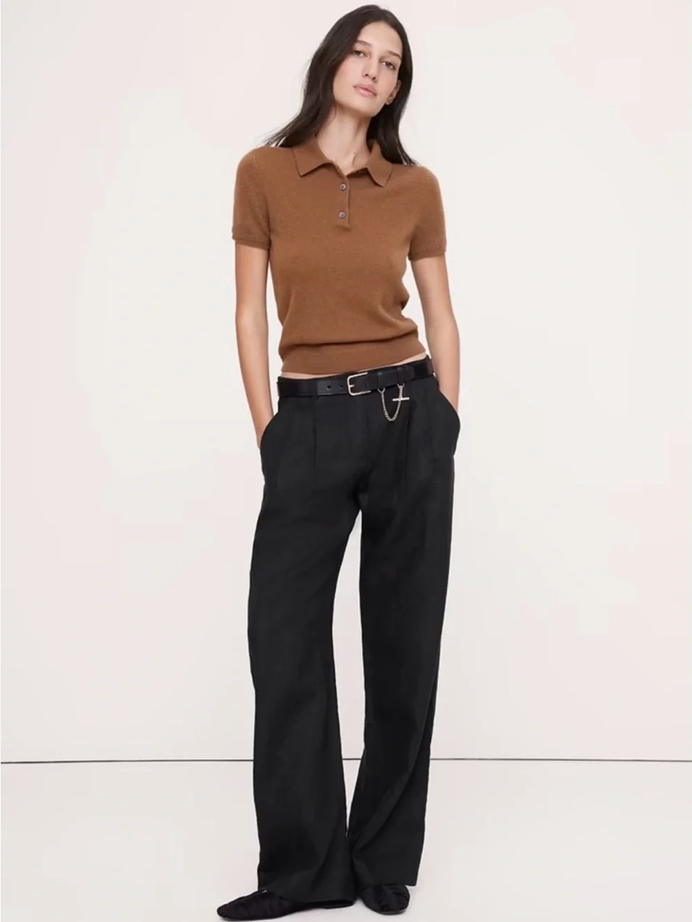 Banana Republic The SoHo Wide Leg Pant in Linen. Black. Size 12. New with tags